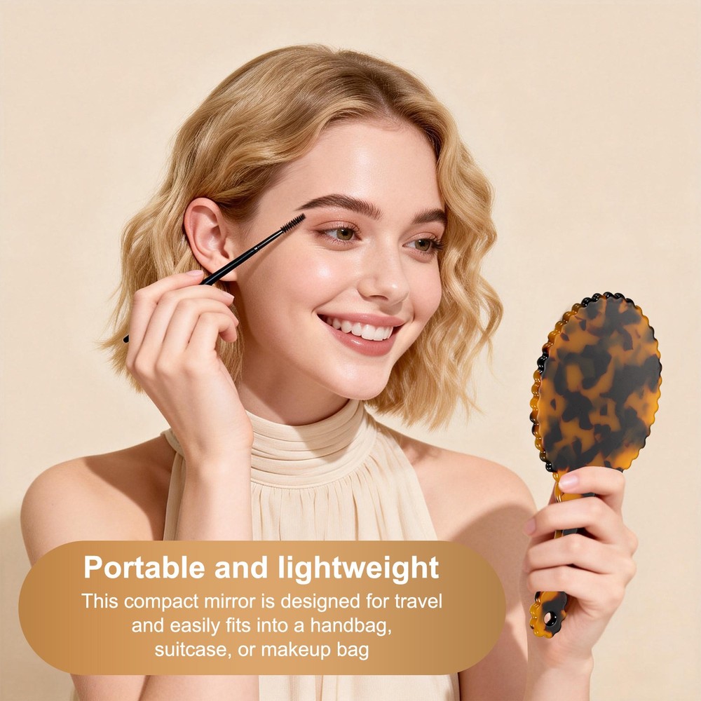 Handheld Mirror, Oval Hand Held Mirror Acetic Acid, Tortoiseshell