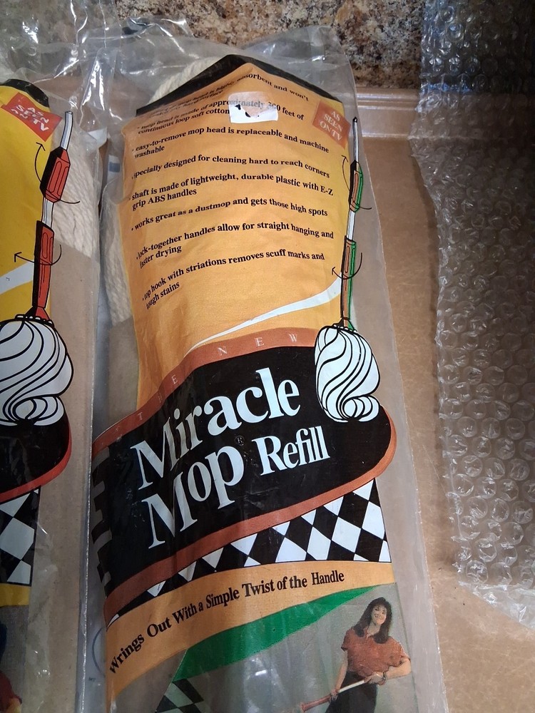2 Miracle Mop Refill Replacement Mop Heads Original Packaging - New