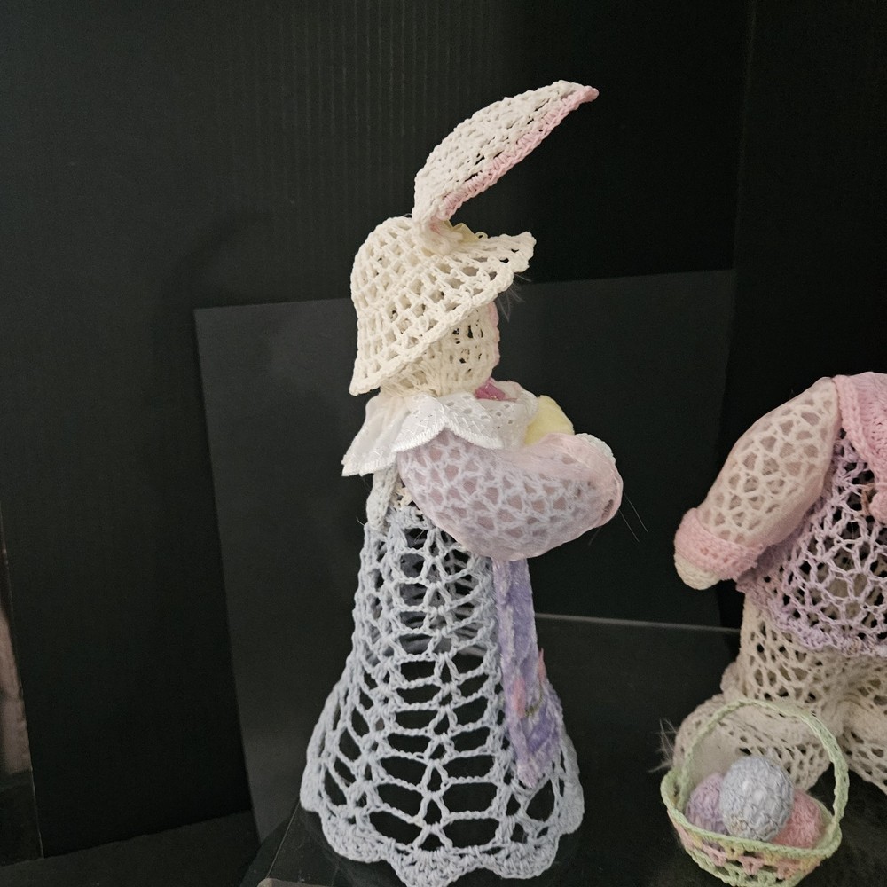 Crochet Easter Bunnies & Basket Of Eggs Spring Needs Repaired