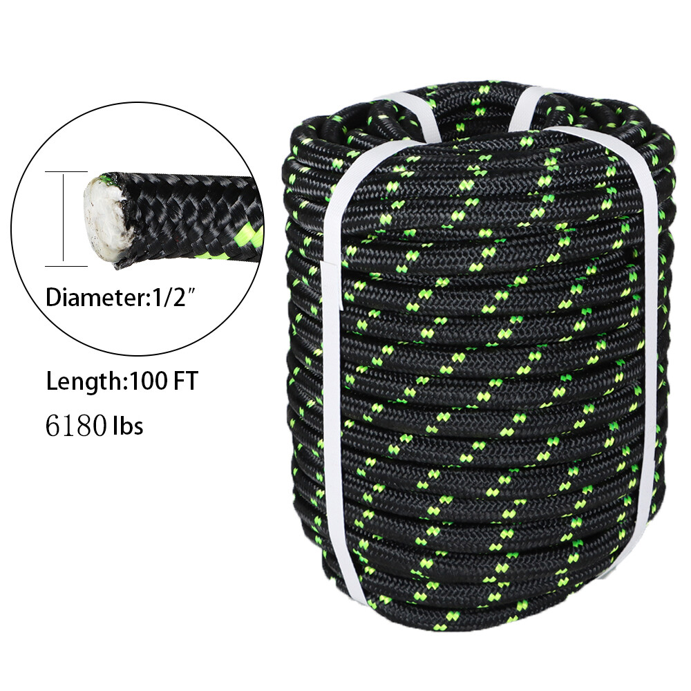 1/2 Inch x 100 FT Braid Polyester Rope 6180lbs Breaking Strong Pulling Rope