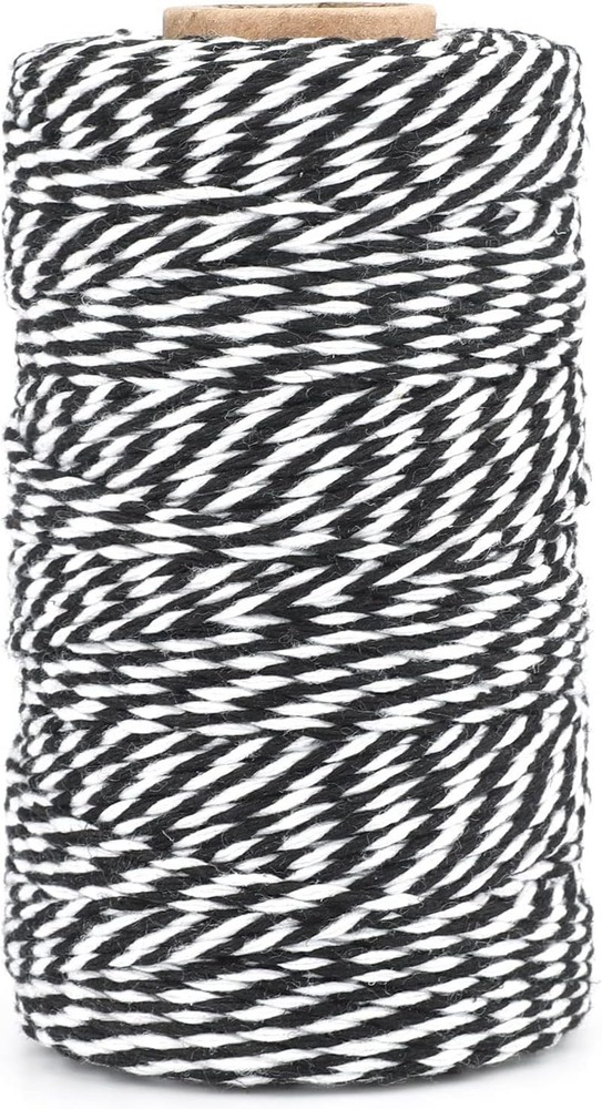 G2PLUS White and Black String, 2MM 328 Feet Cotton String, White Black Cotton Tw