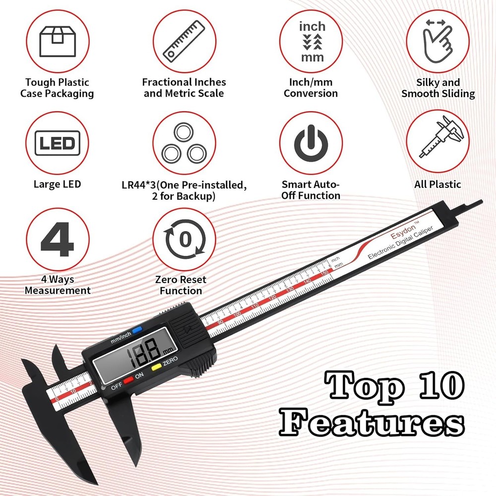 Digital Caliper, Upgraded Calipers 6 inch, Measuring Tool, Electronic Ruler, ...