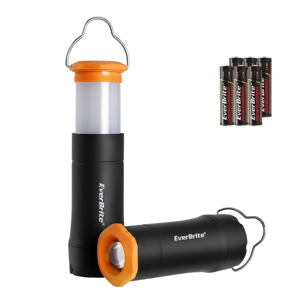 EverBrite 2-in-1 Mini Lanterns and Flashlights with 3 Modes, 2 Pack Black