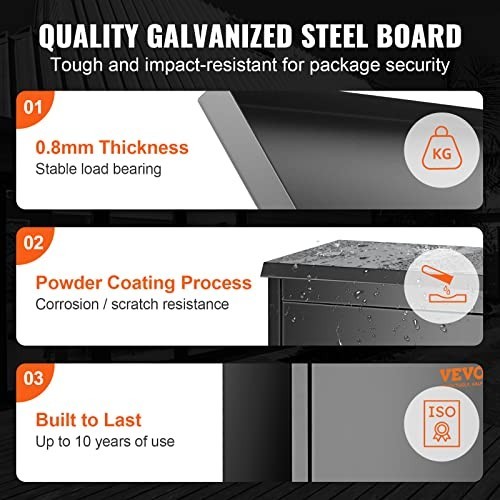 Large Lockable Parcel Drop Box - Galvanized Steel, Waterproof, Anti-Theft, Coded