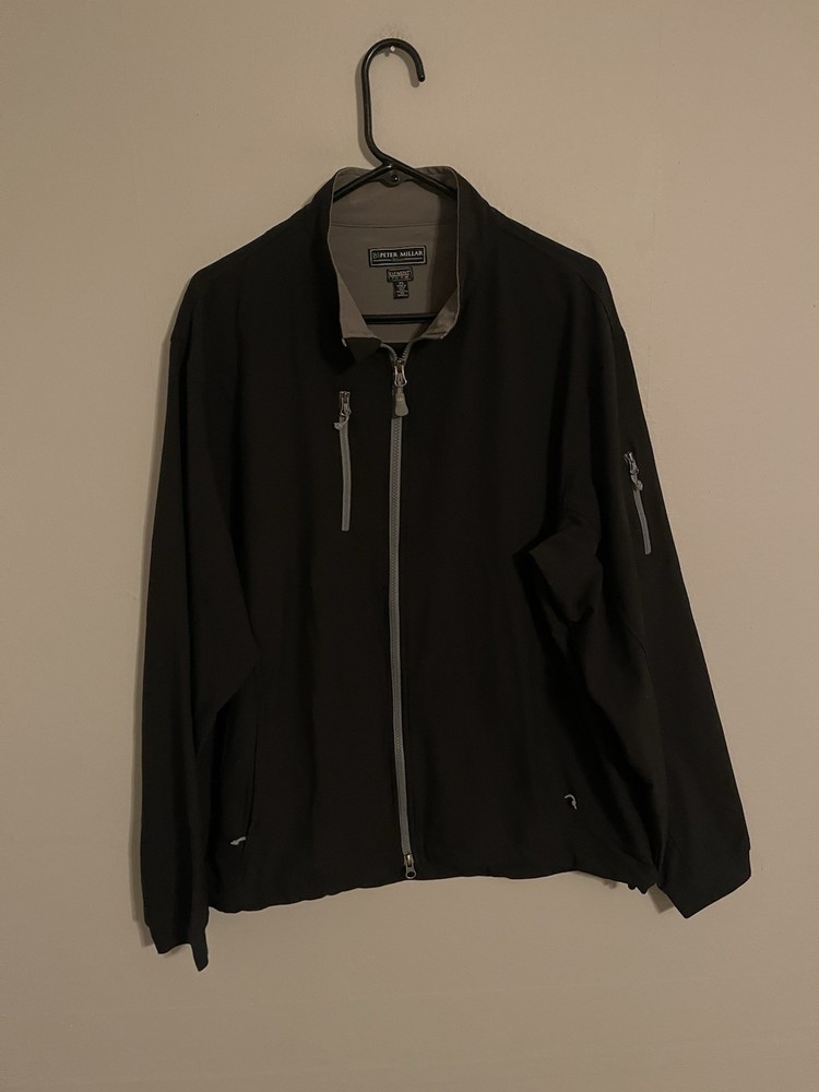 Peter Millar Wind Element E4 Black Full Zip Golf Tech Jacket - Men's XLarge