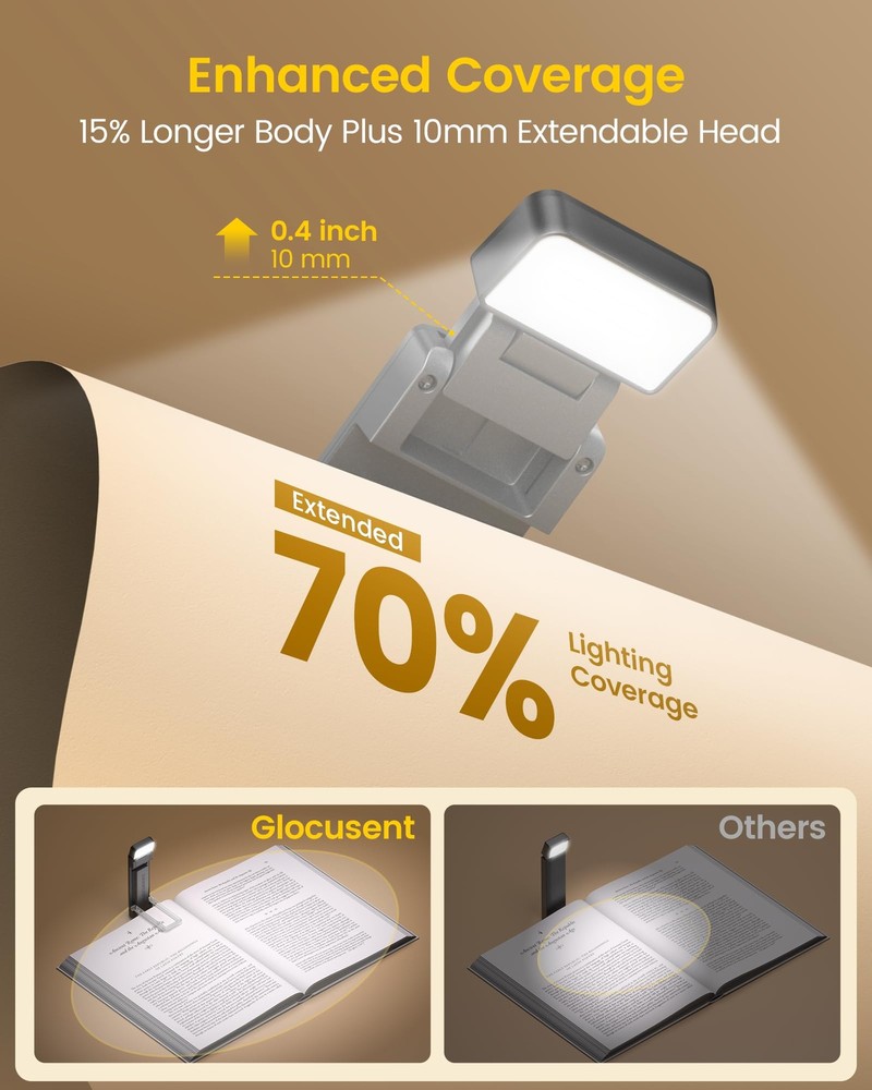 Extendable Book Light for Reading in Bed 5 Enhanced Brightness & 3 Colors wit...