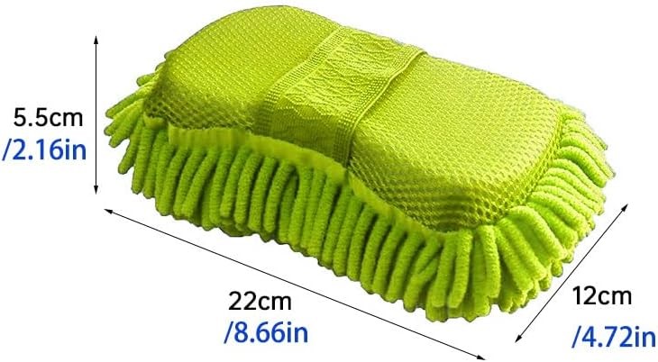 Microfiber Car Wash Sponge-Non-Scratch Wash Mitt-Two Sided Chenille Microfiber