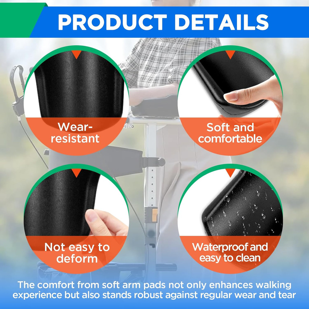 Rollator Armrest Pad, Universal Rollator Arm Rest Attachment, Soft and Comfortab