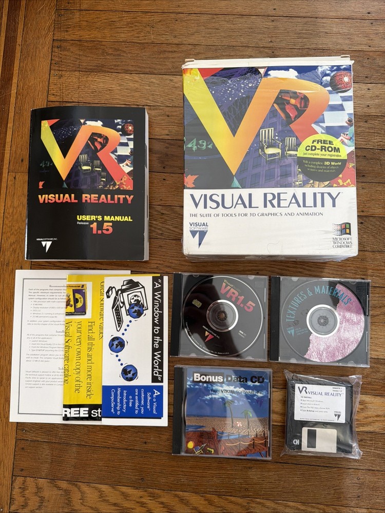 VR Visual Reality by Visual Software Inc Big Box PC / IBM Microsoft Windows CIB