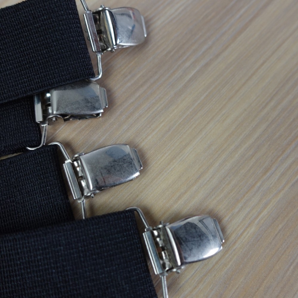 Suspender Mens Black Clip On X Back Adjustable Strap Stretch Elastic