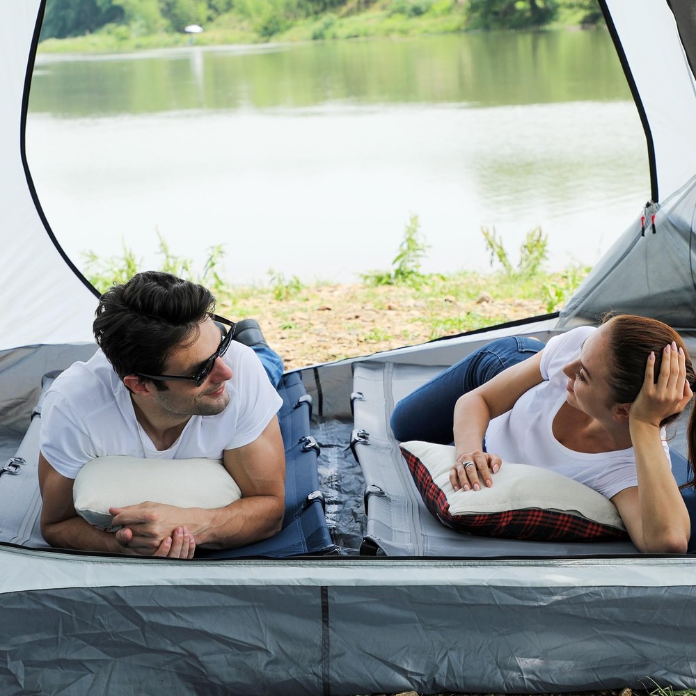 20-Second Quick Set-Up Camping Cot, Lightweight Aluminum Folding Cot with Zip...
