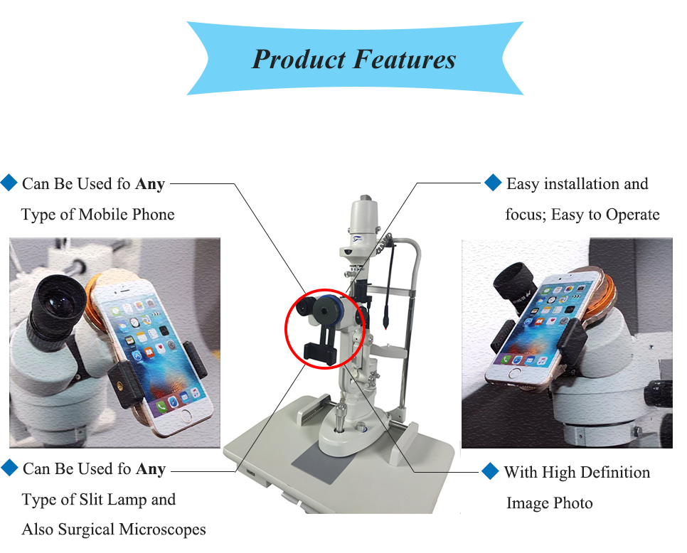 Universal Slit Lamp Mobile Phone Microscope Eyepiece Adapter