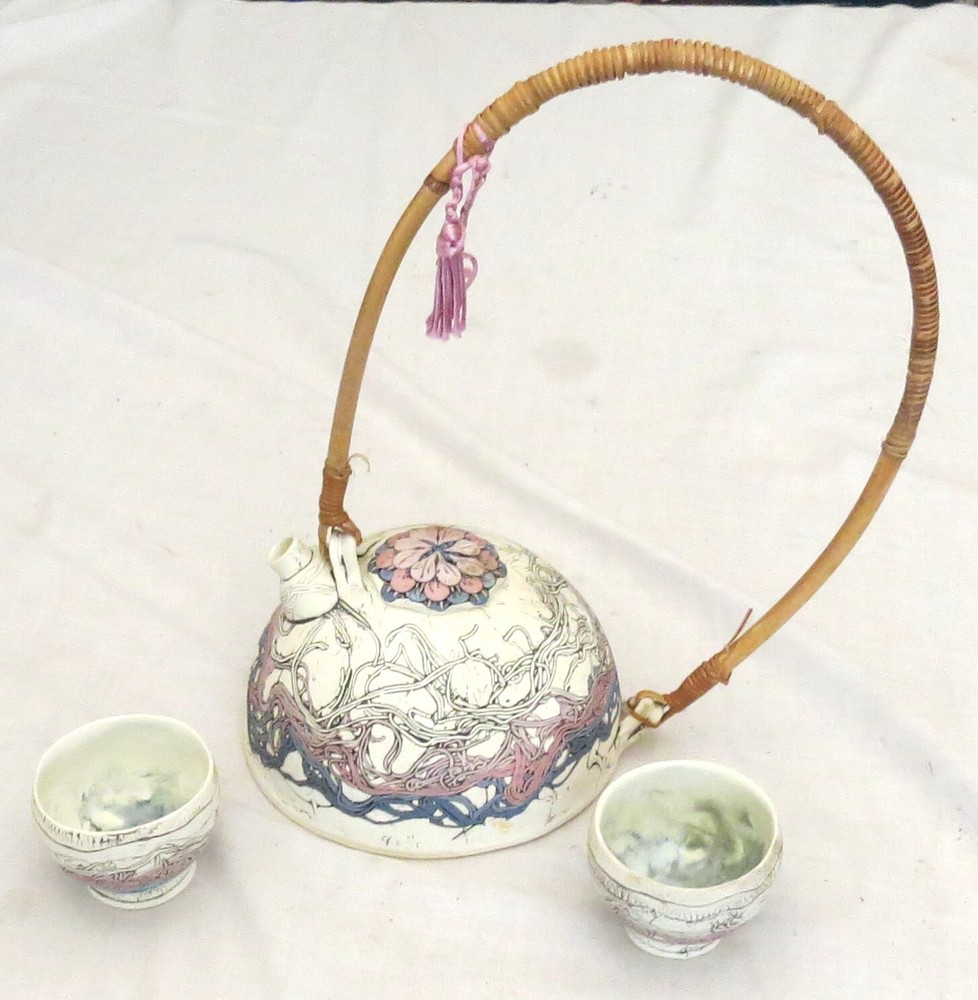 Romilla Batra Pottery Teapot & Two matching Cups