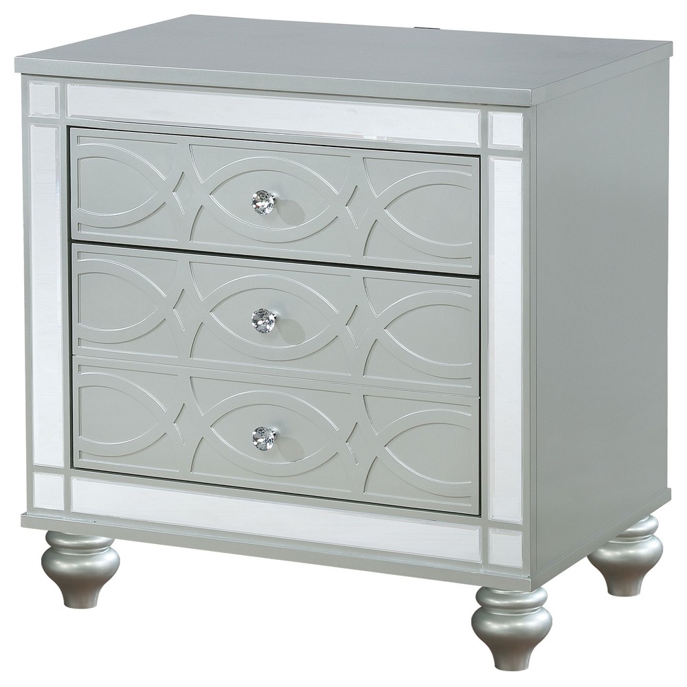 Silver Metallic 2-drawer Nightstand