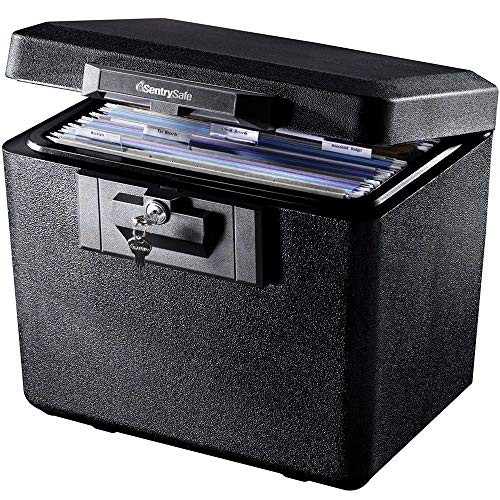 Sentrysafe Black Fireproof Document Box With Key Lock, Safe Secures Fi