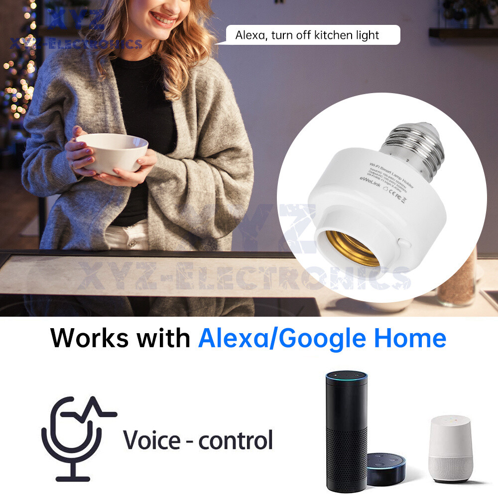 Smart WiFi Bulb Socket E26 E27 Light Bulb Adapter EWeLink Alexa Google Control