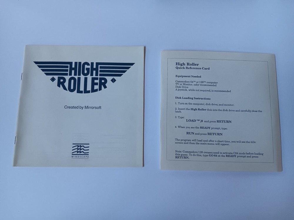 Commodore 64/128 High Roller By Mirrorsoft Computer Software Tested/Works