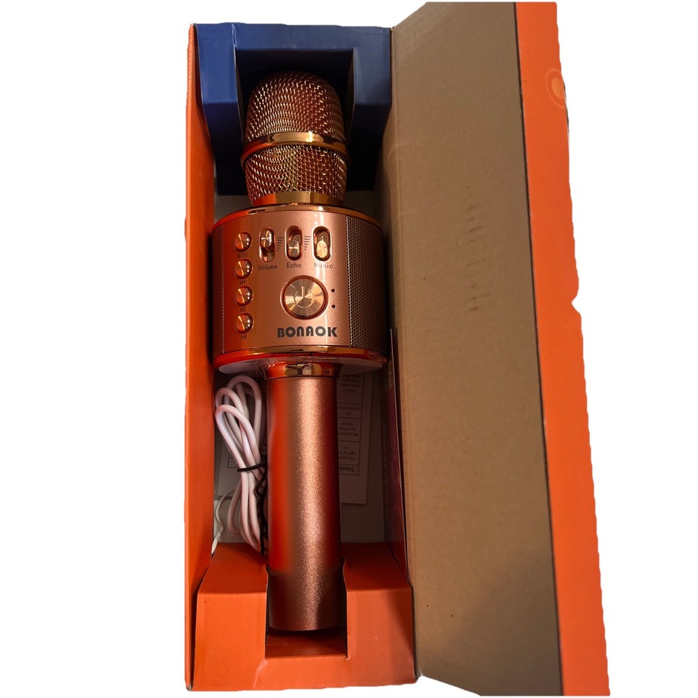 BONAOK Wireless Bluetooth Karaoke Microphone Rose Gold