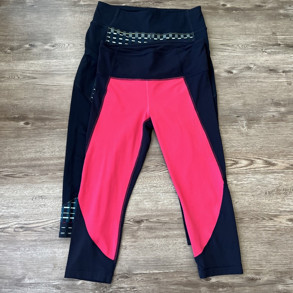 Athleta Crop Leggings Womens Medium Navy Patterns