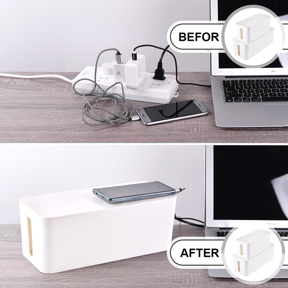 Cable Management , 2 Pack Large & Medium Cable Organizer with 17 PCS Cable Ma...