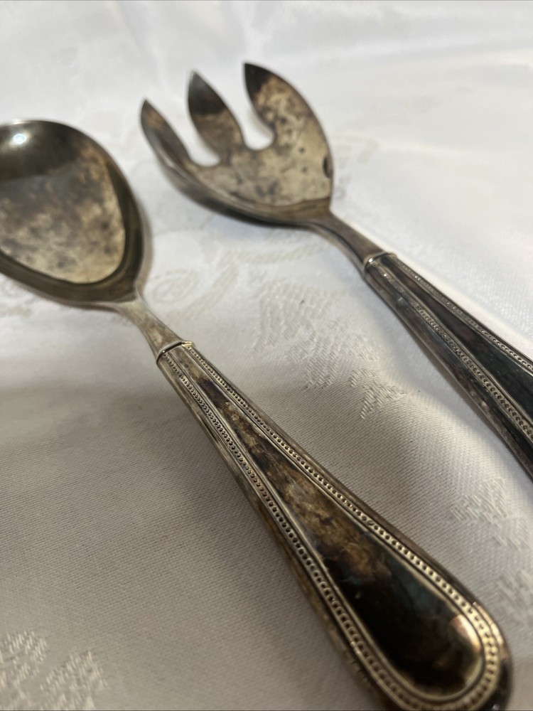 Vintage Silver Plated Salad Fork Spoon Set