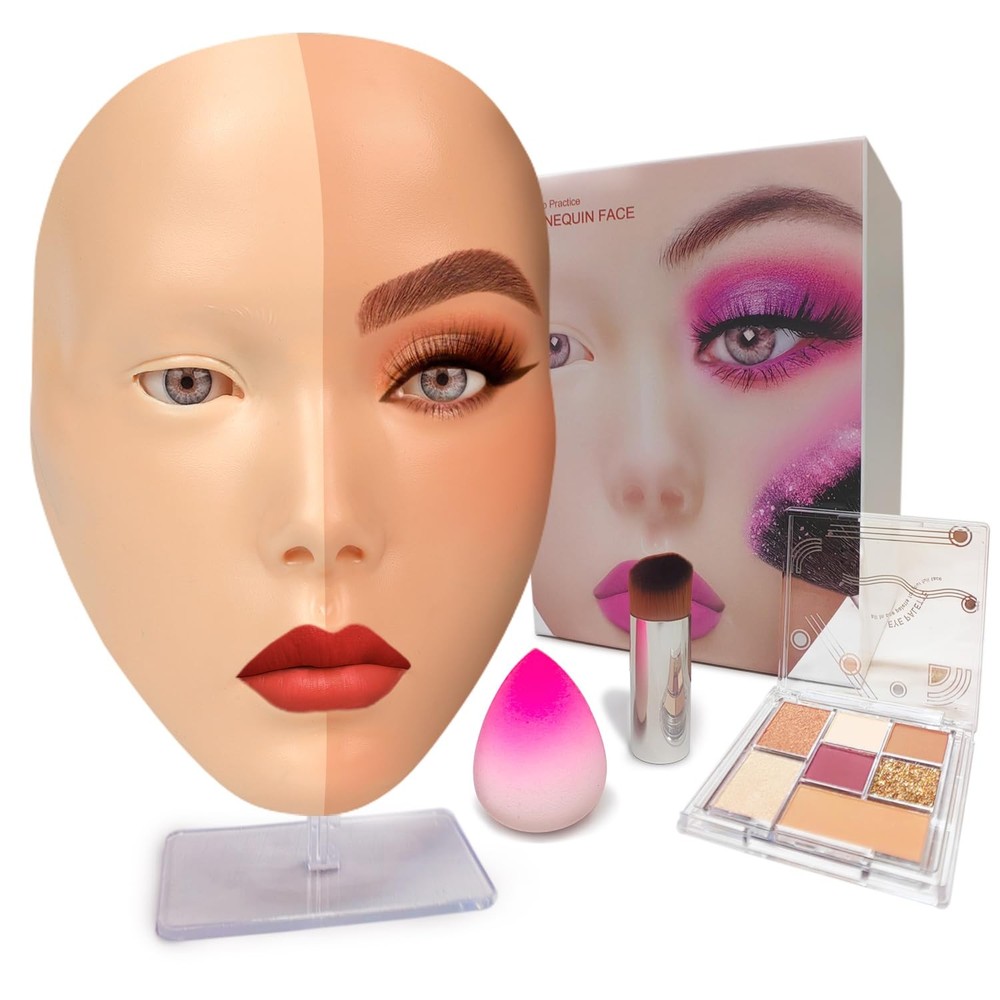 Makeup Practice Face, Makeup Mannequin Face with Makeup Practice Face Board, ...