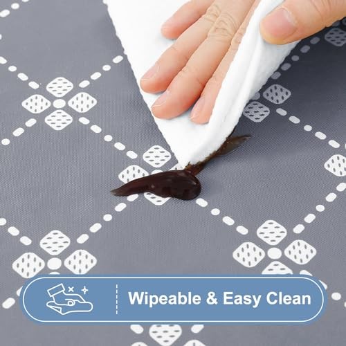 Square Vinyl Table Cloth, Elastic Fitted Tablecloth 34" x 34" (Square) 1 Grey