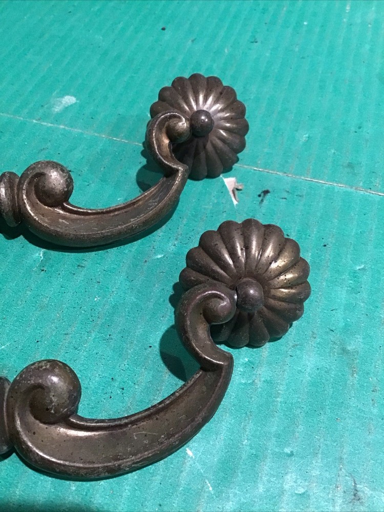 (2) Original Bernhardt Heavy Cast Brass Drop Bail Drawer Pull BS1 40079 Handle