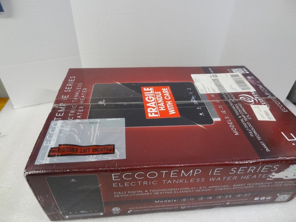 New NIB Eccotemp iE-27 27KW 3.5 GPM Electric Tankless Water Heater Black 240V