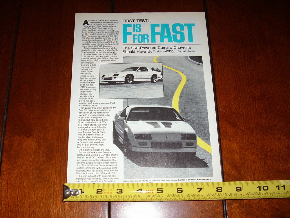 1986 CAMARO IROC-Z ORIGINAL ARTICLE