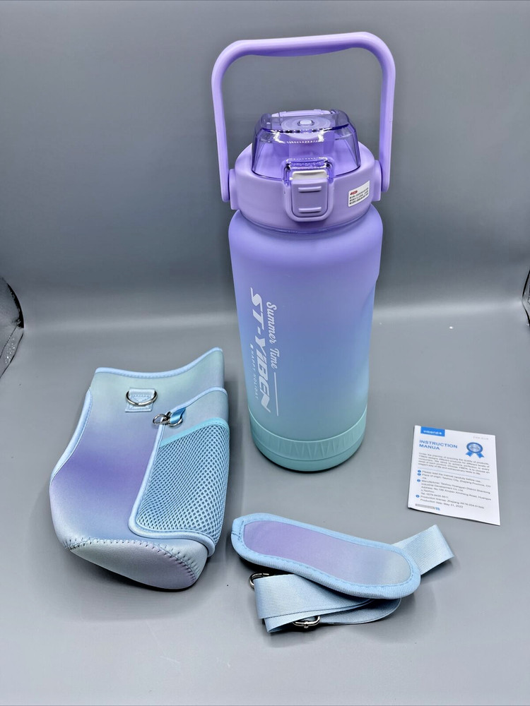 Half Gallon Water Bottle With Carrying Sleeve 64oz