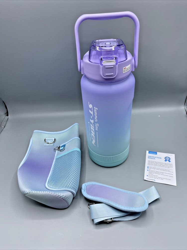 Half Gallon Water Bottle With Carrying Sleeve 64oz