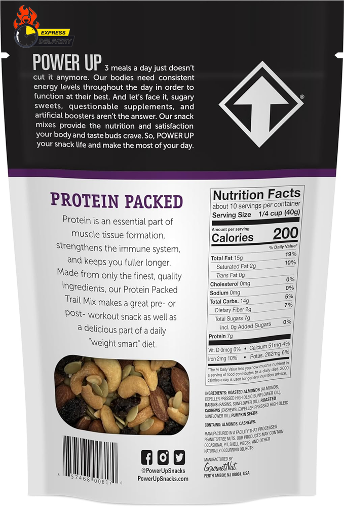 Premium Trail Mix - Protein Packed 14Oz, No Added Sugar, Made without Peanuts, G
