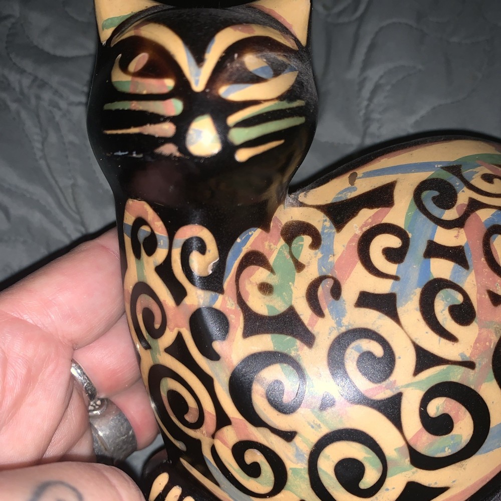 Hand Painted Cat From Peru