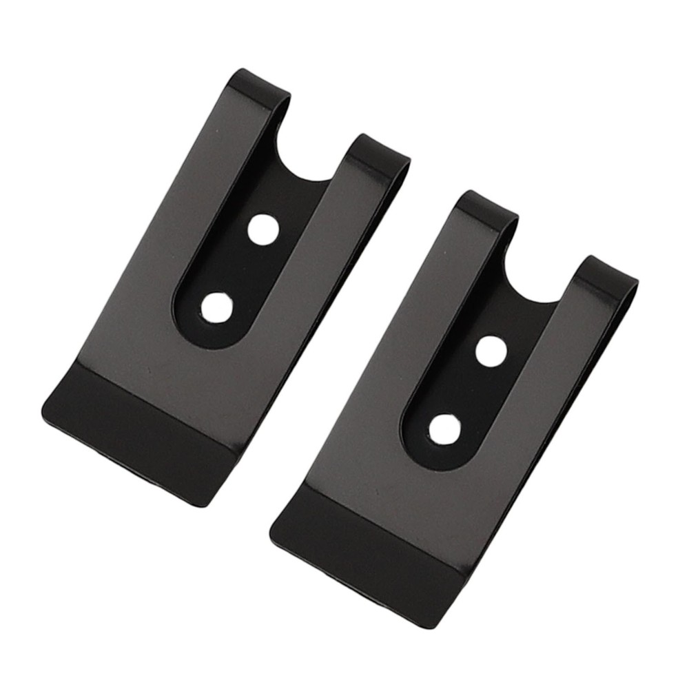 Practical Belt Clip Hook Securing Clip 2pcs Black Coated Finish Flat Base