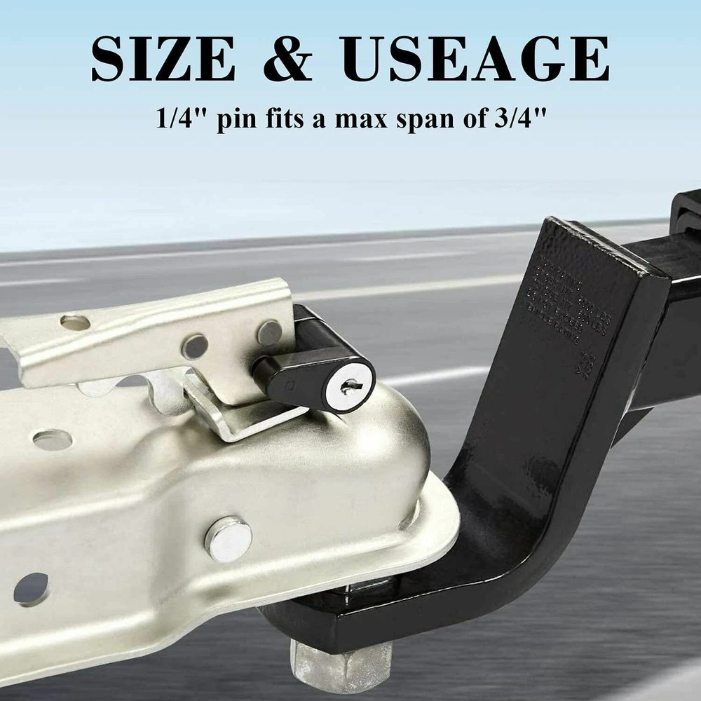 4Pc 1/4" Trailer Hitch Coupler Lock for Tow Boat RV Truck Keyed Alike Heavy Duty