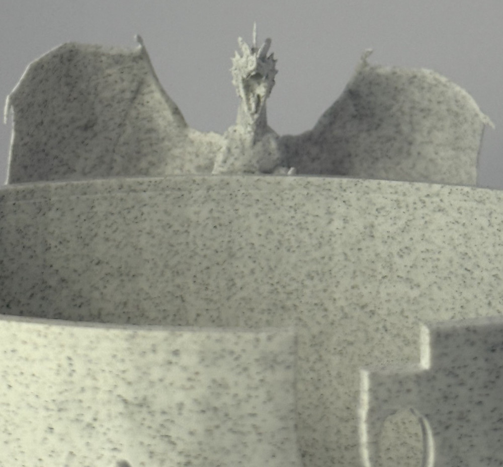Large Dragon Yarn Bowl 3D Printed PLA Stone