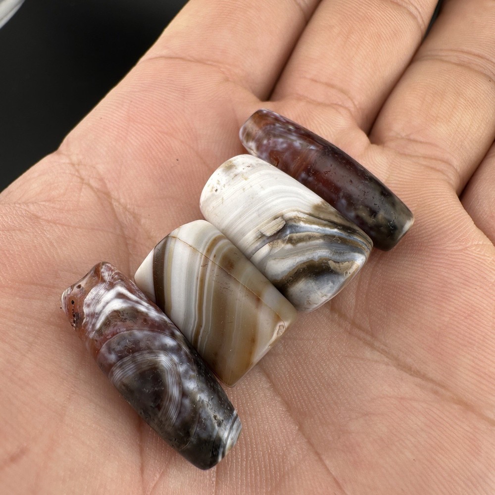Rare Vintage Natural Pattern Suleimani Agate Beads Amulet