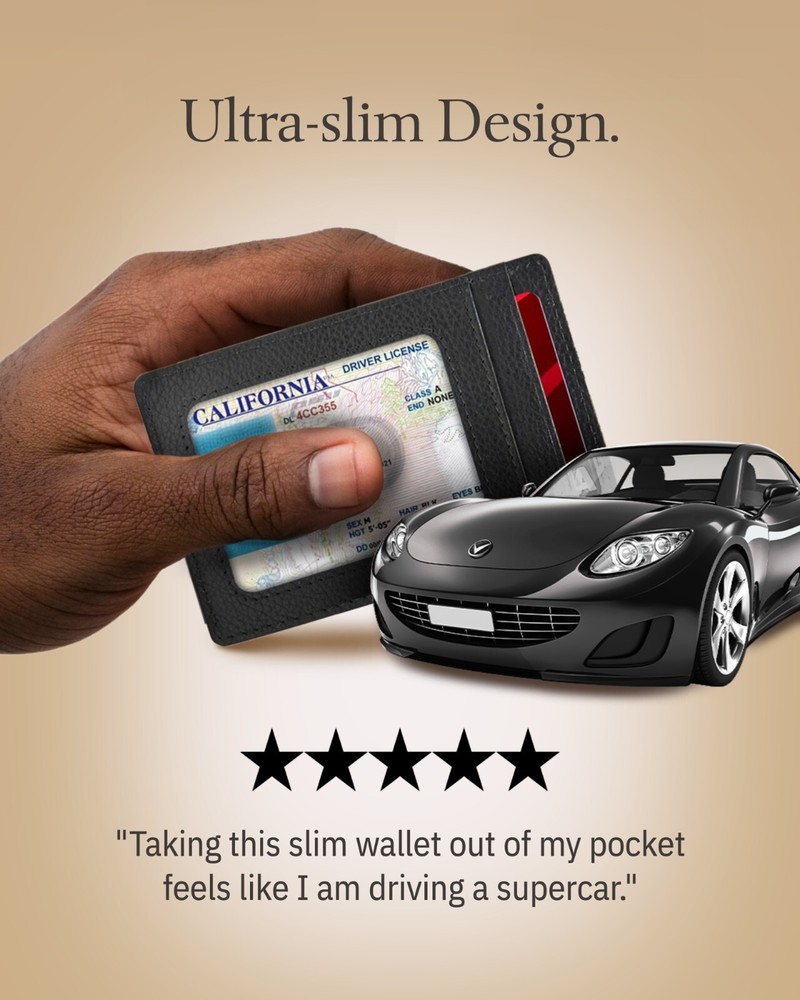 Leather Slim Minimalist Front Pocket Cardholder Wallets For Men RFID Blocking