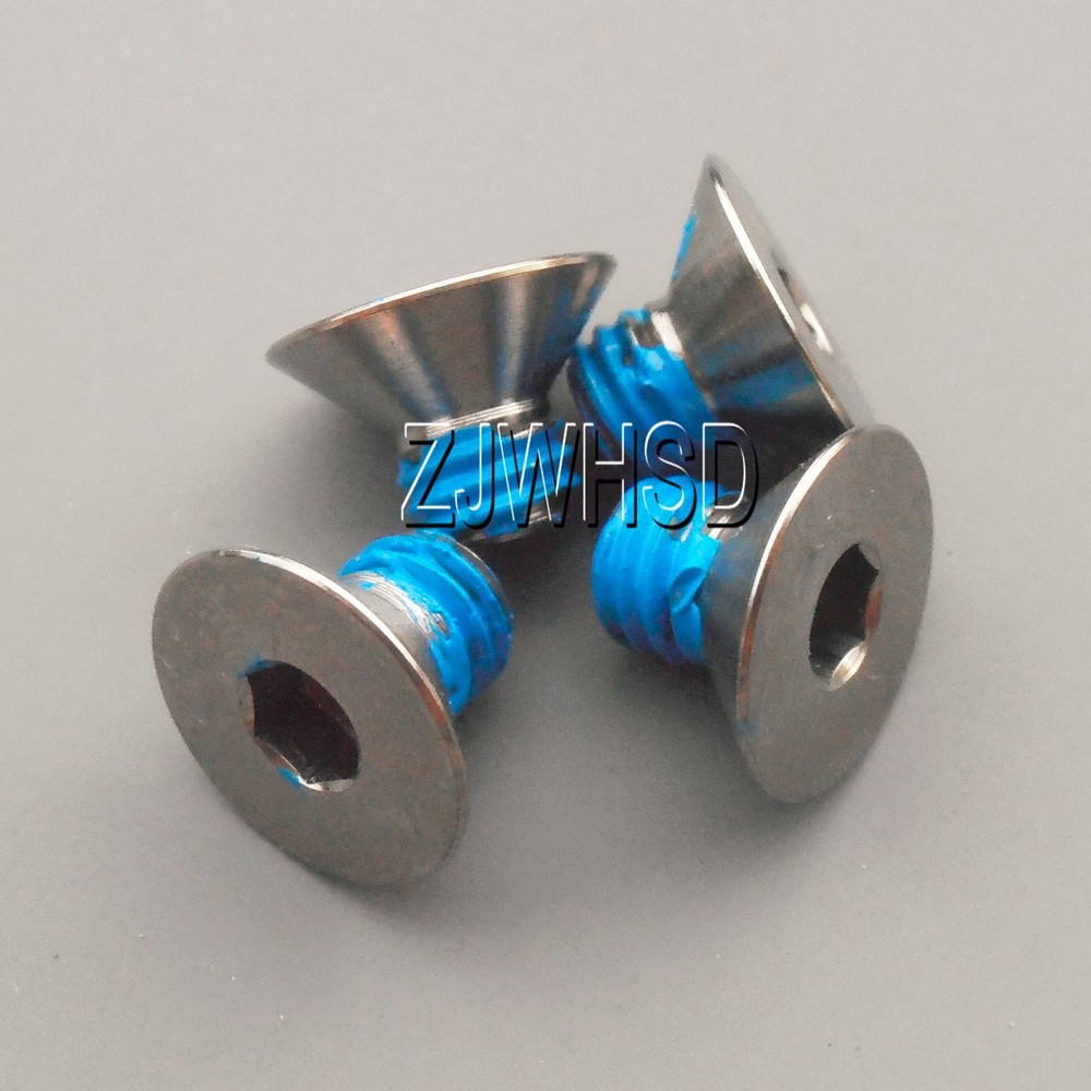 4pcs M6 x 8 Titanium Ti Screw Bolt Allen hex Socket Flat head with ThreadLocker