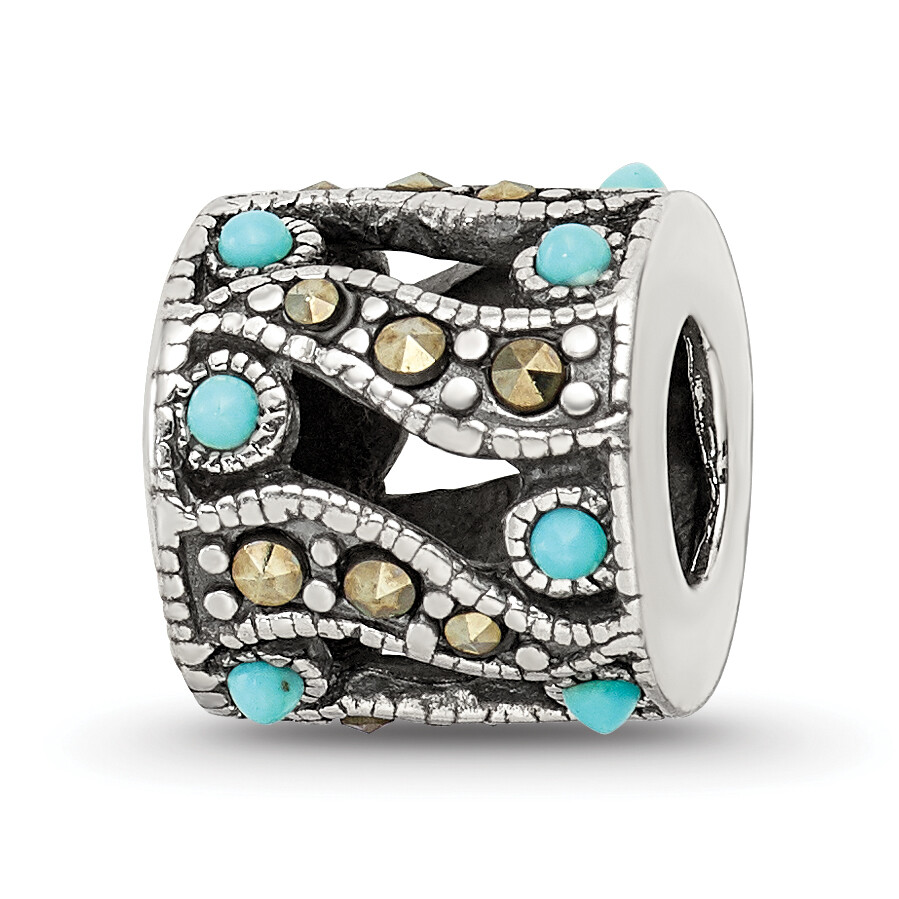 Silver Reflections Marcasite & Turquoise Bead QRS2664
