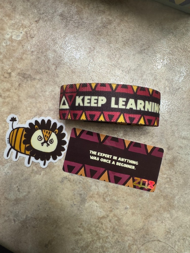 ZOX **KEEP LEARNING** #913 Silver Strap Medium New W/ Sticker!