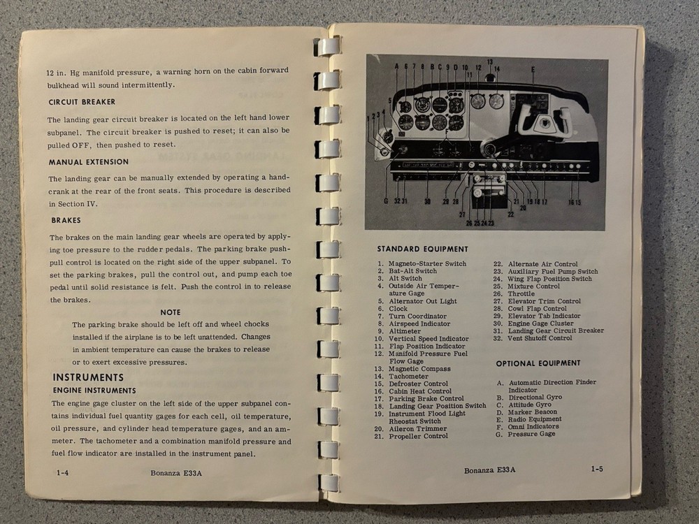Beechcraft E33A Bonanza Owners Manual POH