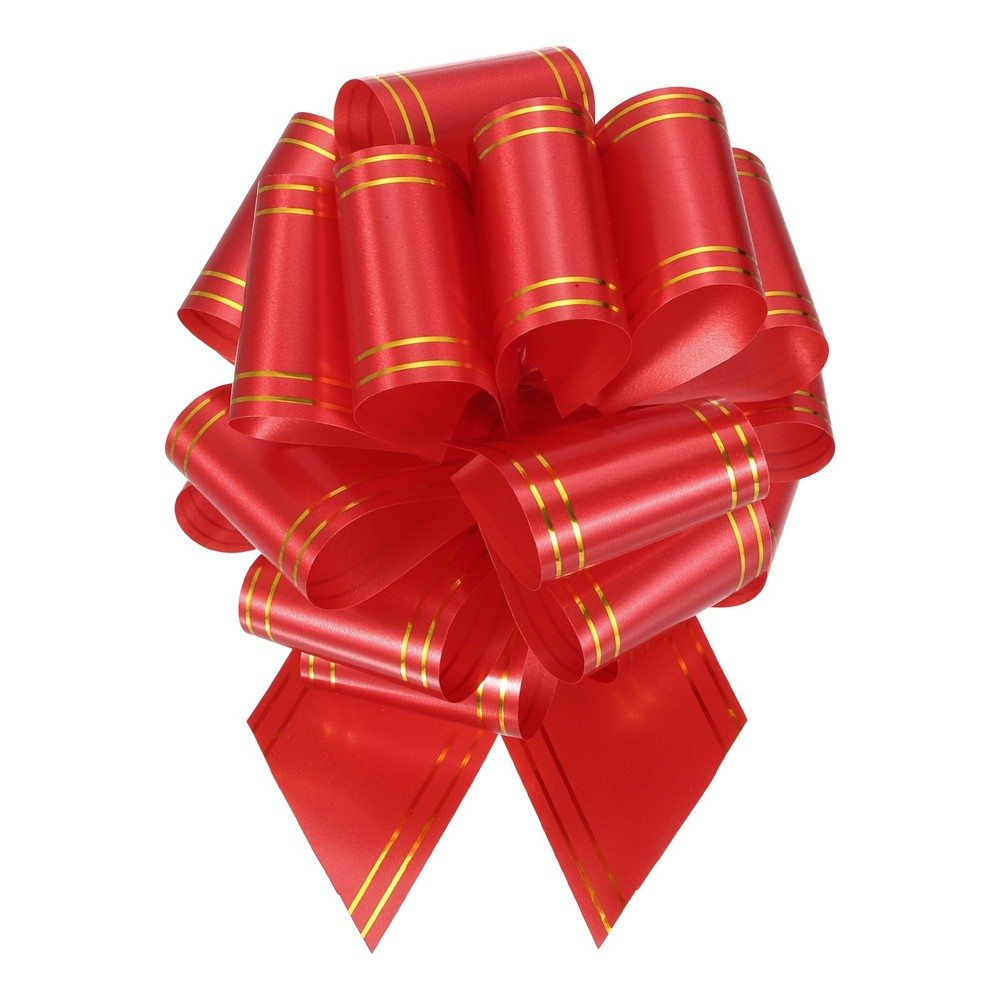 10pcs 8" Large Pull Bow Metallic Red Gift Wrapping Bows with Gold Edge