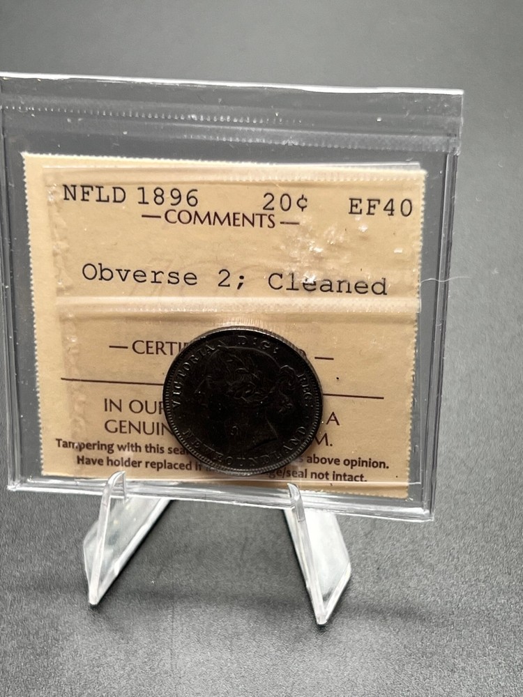 Newfoundland 1896 20 cent Graded ICCS EF-40