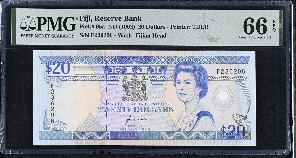 Fiji $20 1992 P95a PMG 66 EPQ