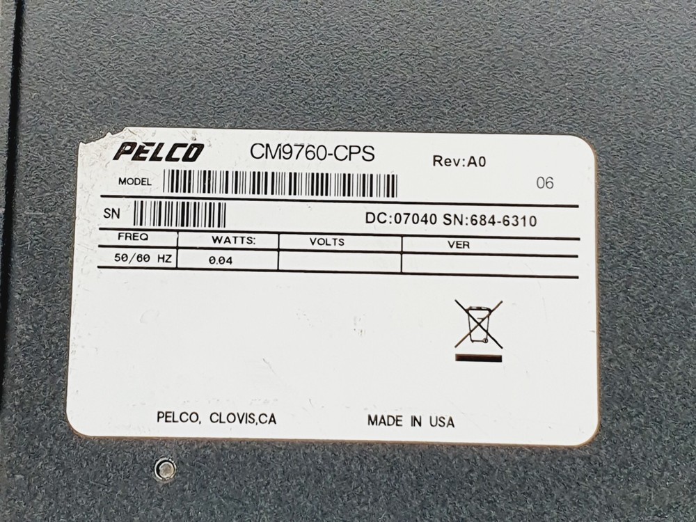 PELCO CM9760-CPS Computer Peripheral Switch, Hot Switch # Made in USA
