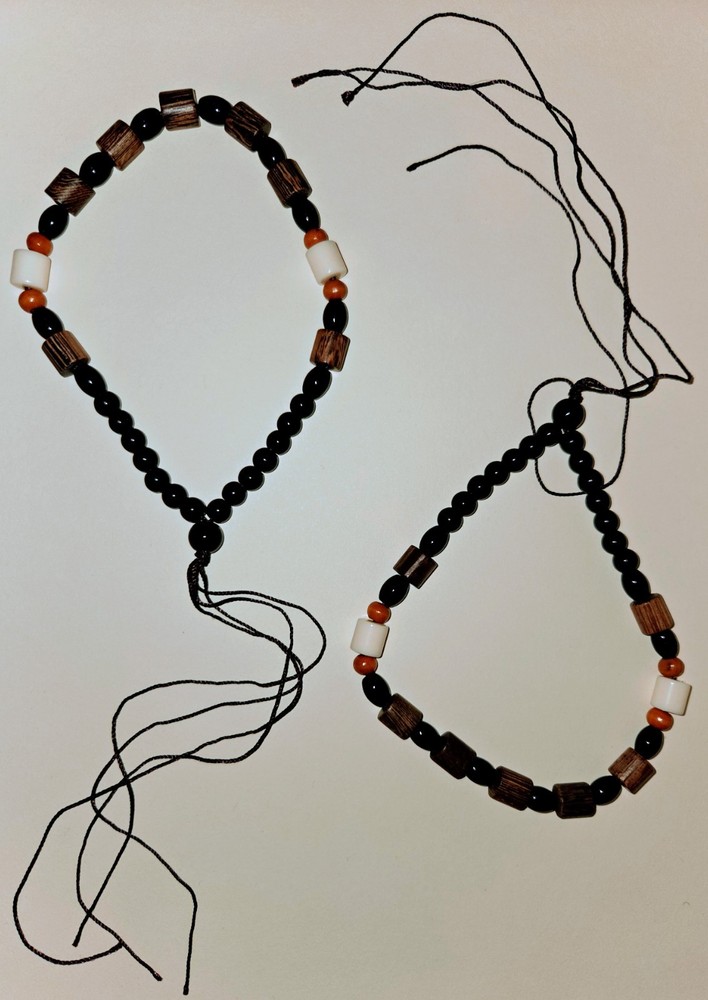 Worry Beads, 2 Pack, Adjustable, Black, White, & Brown, Plastic