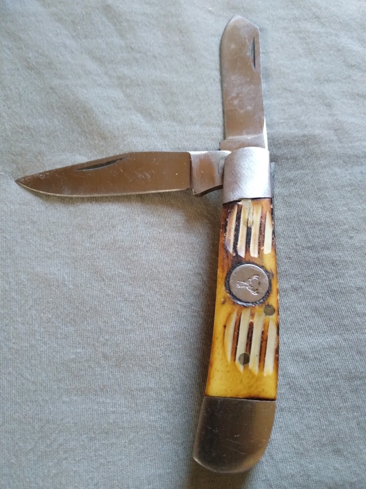Vintage Pakistan Made Bone Handle Pocket Knife.