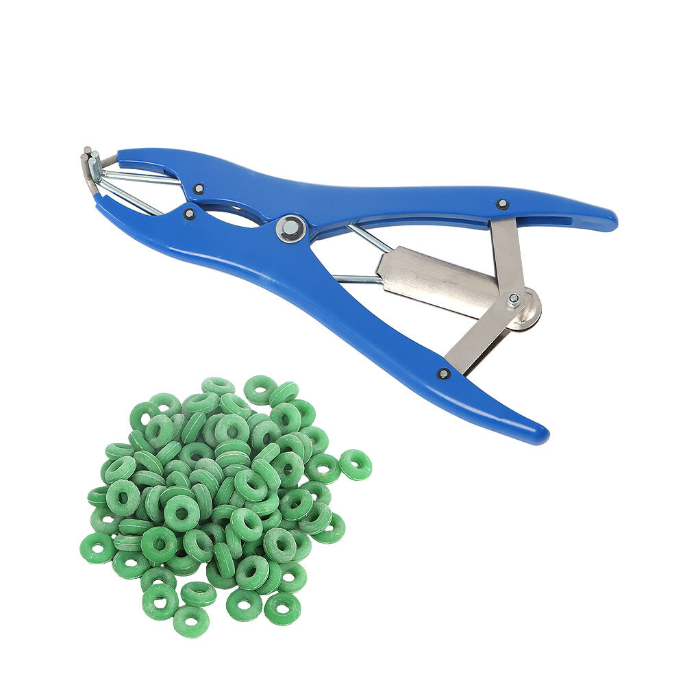 Elastrator Castration Plier +100 Blue Rubber Rings Applicator Castrator Rings